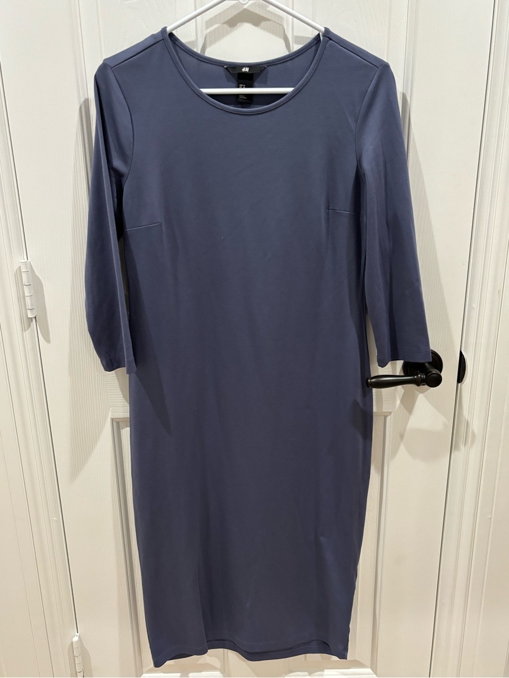 H&M Women's Dusty Blue Long-Sleeve Midi Dress